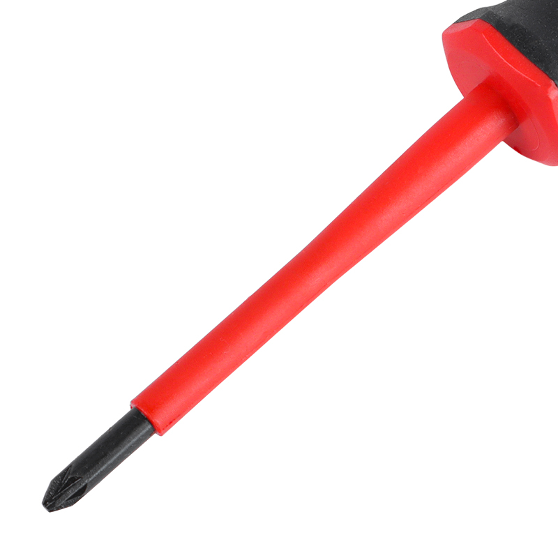 Диэлектрическая отвертка КВТ PZ-FL 1х80 Pozidriv плюс-минус для работ под напряжением до 1000В