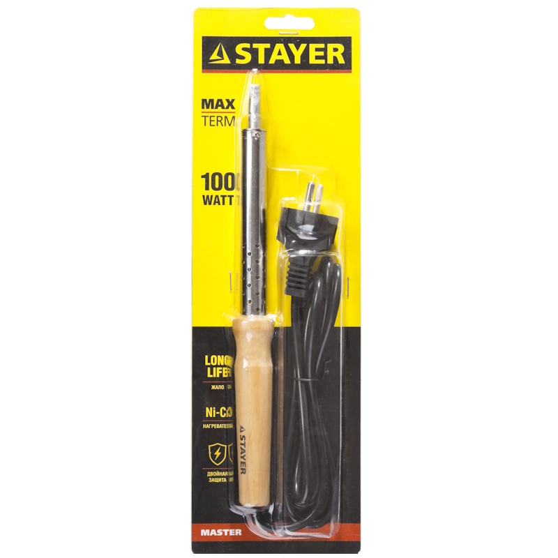 Паяльник с деревянной рукояткой и долговечным жалом, STAYER "MASTER" MAXTerm, 55310-100, 100 Вт, клин в Череповце