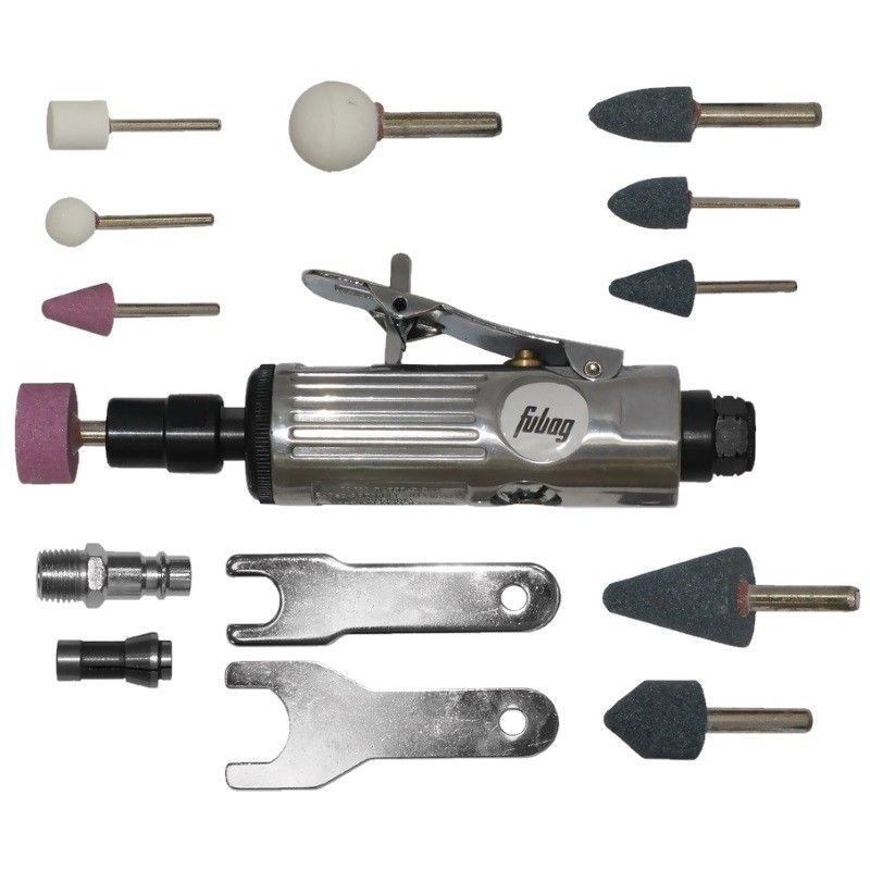 Прямая пневматическая шлифмашина Fubag GL25000 100117 набор 103 лмин давление воздуха 6 бар