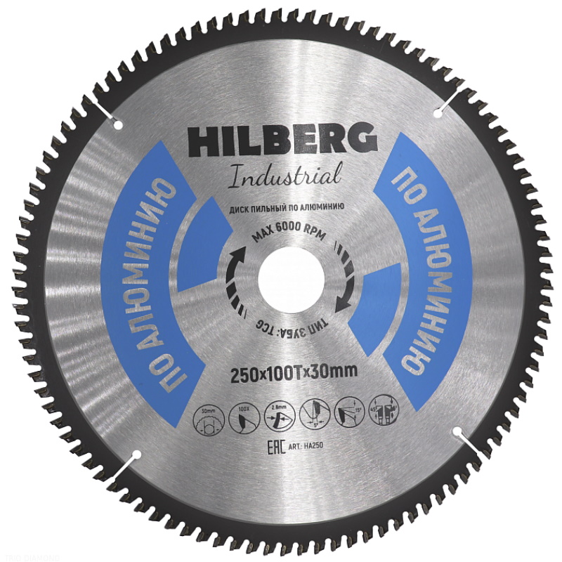 Диск пильный Hilberg Industrial HA250, по алюминию, 250*30*100Т