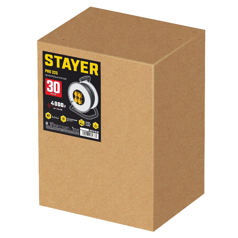 Силовой удлинитель Stayer RX 325 55076-30 (на стальной катушке, КГ, 3х2.5, 30м)  в Александрове