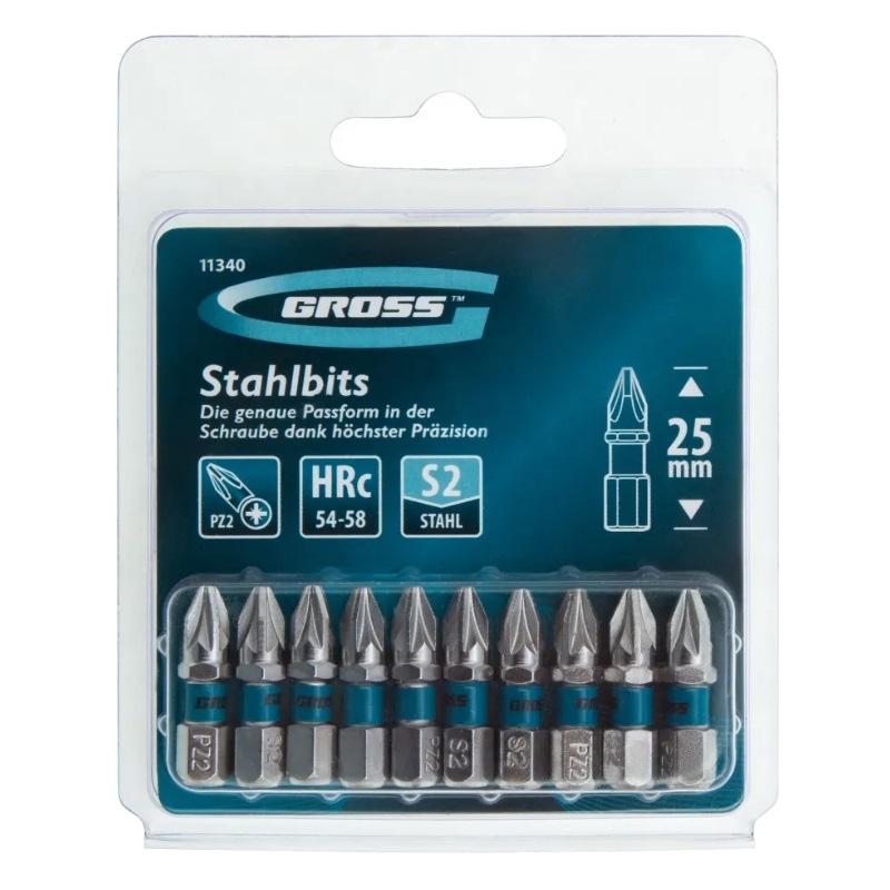 Набор бит Gross 11340, PZ2х25 мм, сталь S2, 10 шт. в Муроме