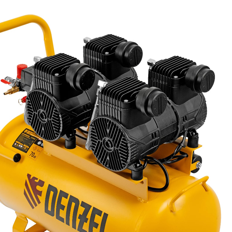 Компрессор безмасляный Denzel DLP-3000/50 58144, малошумный 3 кВт, 2х1.5 кВт,50 л, 2850 об/мин, 500 л/мин в Рыбинске