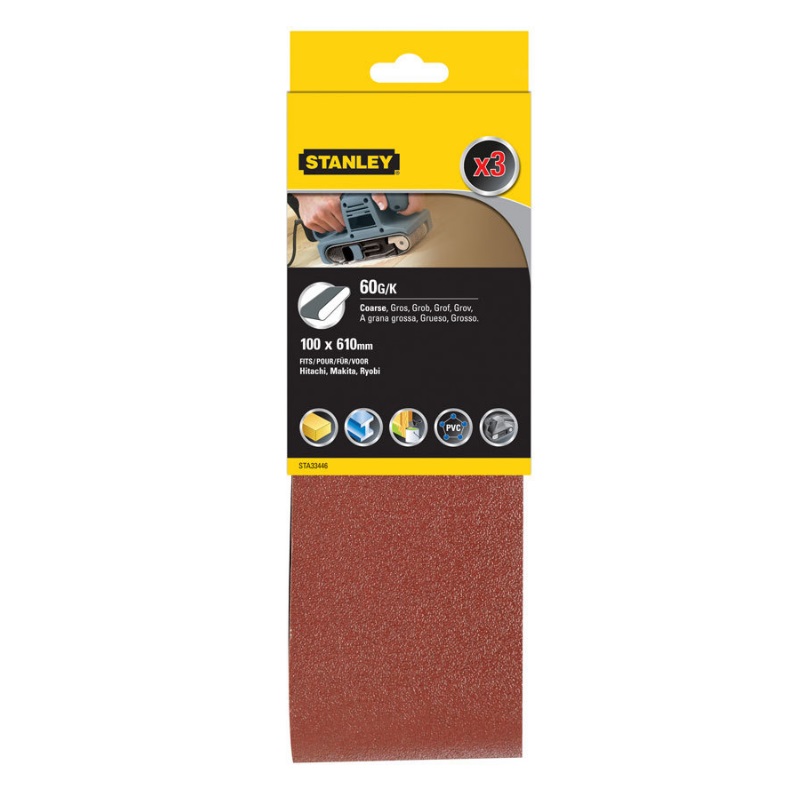 Шлифовальная лента Stanley STA33446-XJ (100x610 мм, 60G, 3 шт.) в Туле