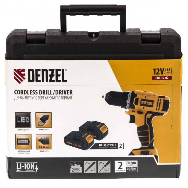 Аккумуляторная дрель-шуруповерт DENZEL CDL-12-02 26101 в Иваново