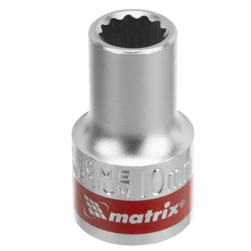 Головка торцевая Matrix 13680, 10 мм, 12-гранная, CrV,под квадрат 1/2", хромированная в Переславле