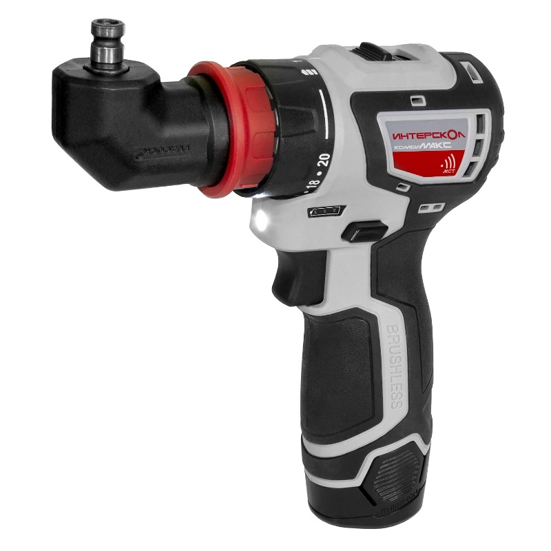 Бесщеточная аккумуляторная дрель-шуруповерт Интерскол ДА-10/12В 36 КомбиМАКС (Li-ion, сумка, 2 аккум., 2Ач, 4 насадки) 687.2.2.78