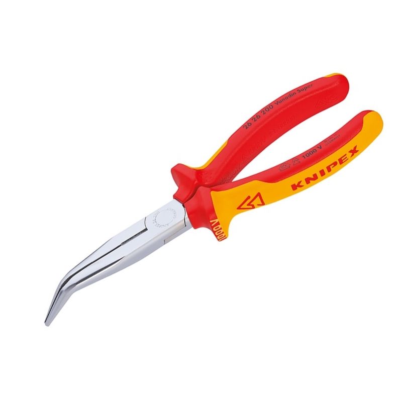 Круглогубцы Knipex KN-2626200 (плоские губки, режущие кромки, хромированные, 200 мм, изогнутые) в Иваново