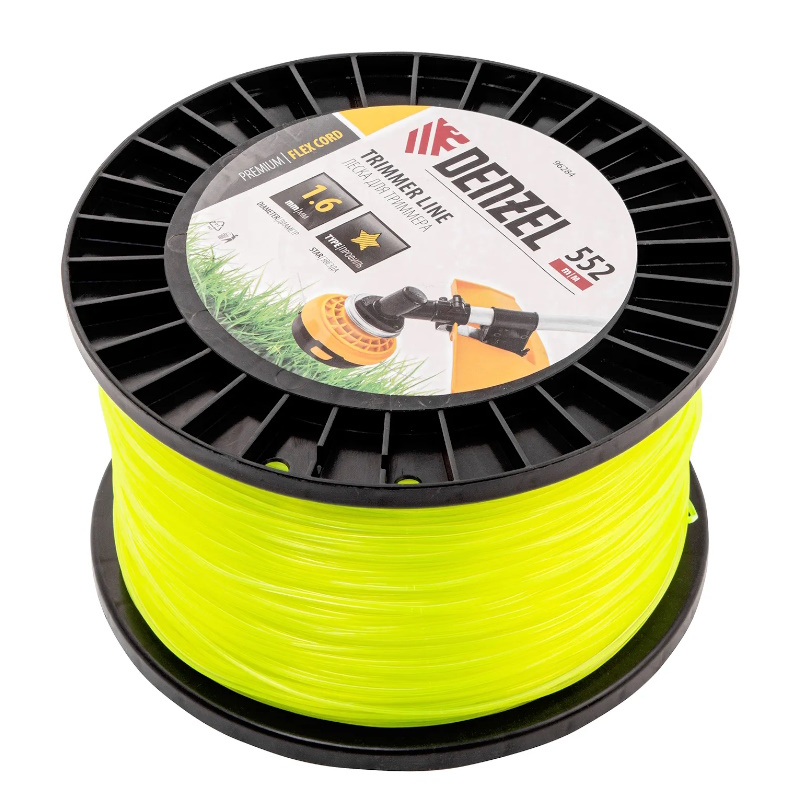 Леска для триммера Denzel FLEX CORD 96284, звезда, 1,6мм х 552м, на DIN катушке  в Туле