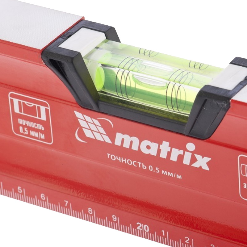 Уровень алюминиевый Matrix 34736, магнит., фрезеров., 3 глазка (1 зеркал.), 2 комп. рукоятки, 2000 мм в Муроме