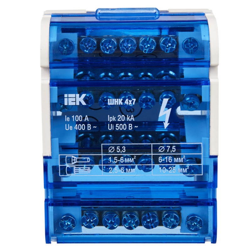 Шины на DIN-рейку (кросс-модуль) IEK ШНК 4х7 YND10-4-07-100, 3L+PEN в Кинешме