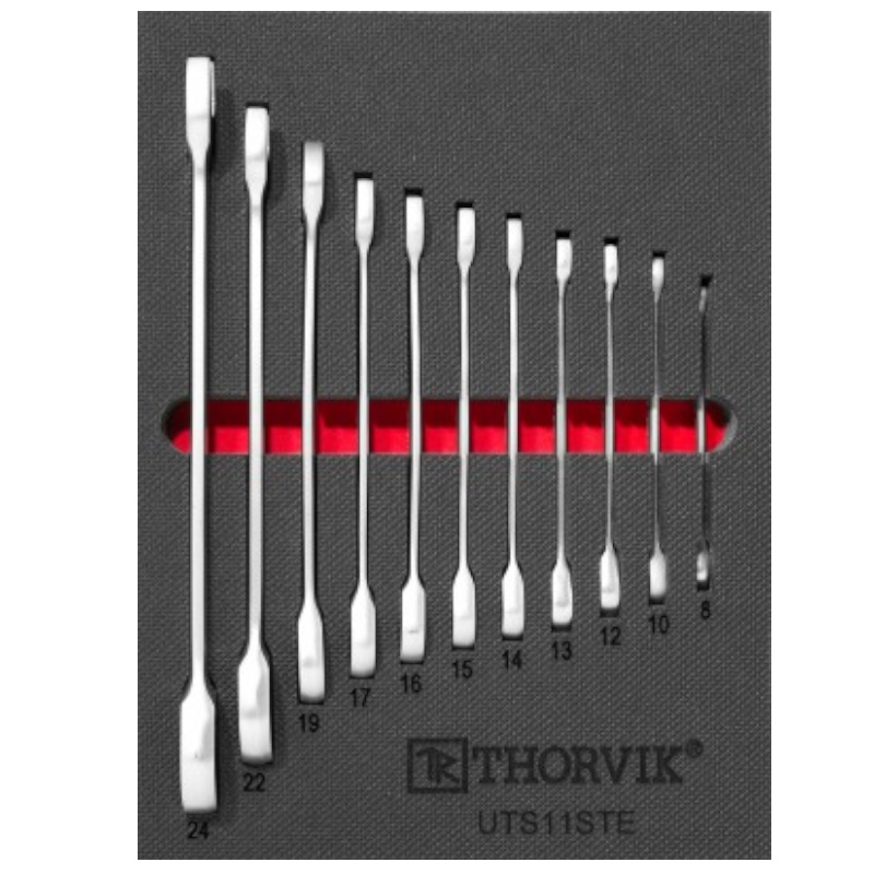Набор ключей комбинированных трещоточных в EVA ложементе Thorvik UTS11STE 053589 280х375 мм 11 предметов 8448₽