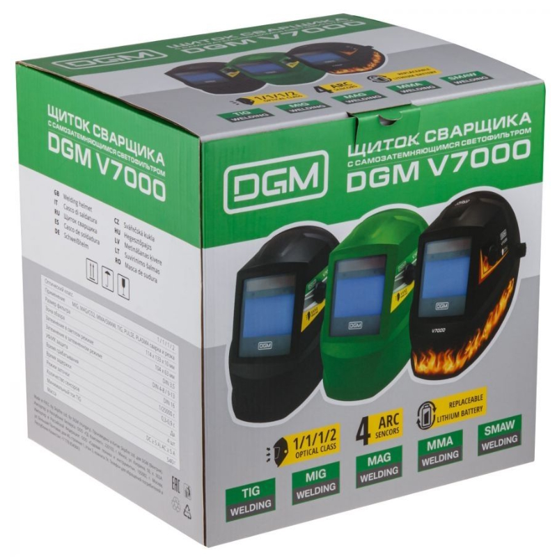 Щиток сварщика DGM V7000 V7000GR2, с самозатемняющимся светофильтром (зеленый) в Твери
