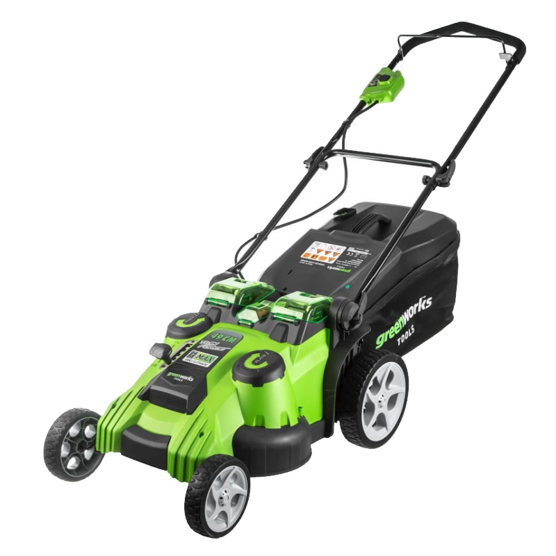 Газонокосилка Greenworks VT 40V, TwinForce, ширина кошения 49 см, травосборник 60л;мульчирование;c 1хАКБ 4 Ач и ЗУ