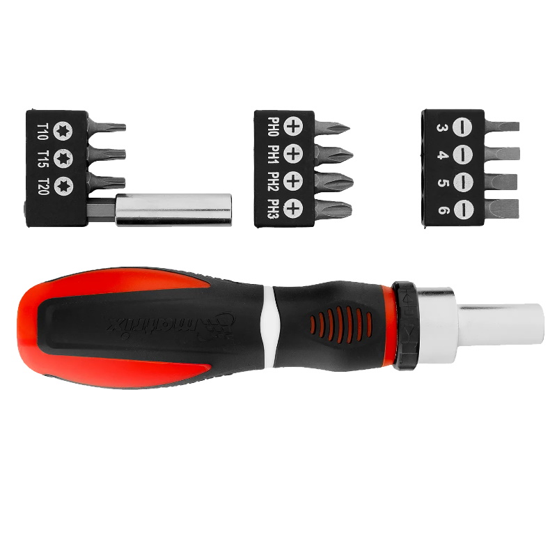 Отвертка реверсивная с битами Matrix 11546, 13 предметов, PH + SL + PZ + Torx, CrV, двухкомпонентная рукоятка в Иваново