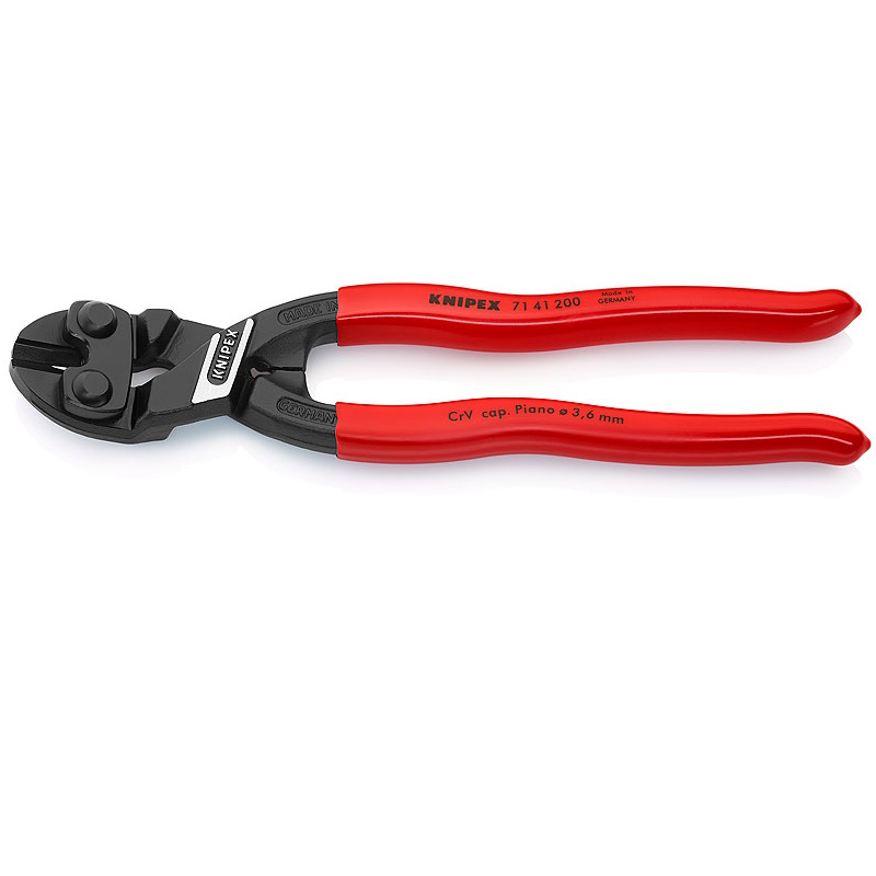 Болторез компактный Knipex CoBolt KN-7141200SB, голова 20°, с выемкой на кромках, 200 мм, обливные ручки, SB в Кинешме