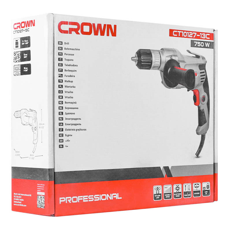 Дрель безударная Crown СТ10127-13С (750Вт, 2-13мм) в Александрове