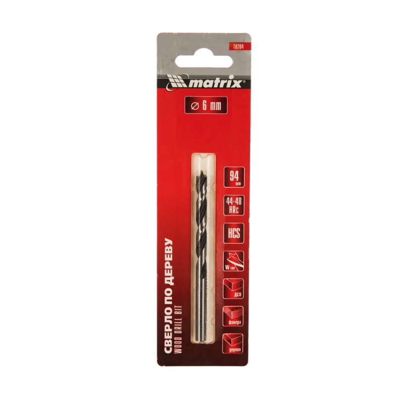 Сверло по дереву Matrix 70204, 6 х 94 мм, цилиндрический хвостовик в Муроме