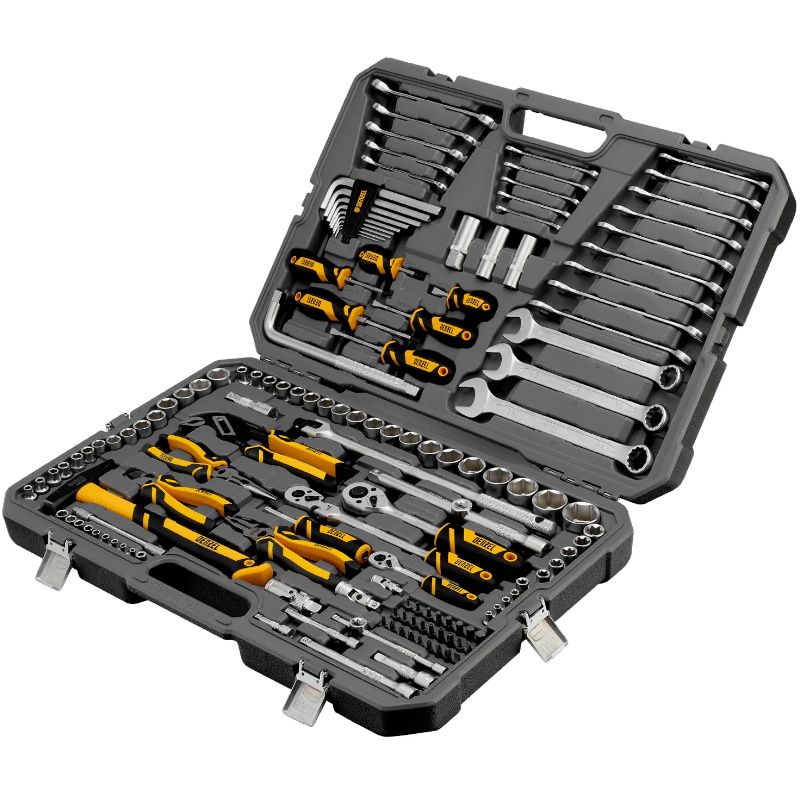 Набор инструментов Denzel 15805, 1/2", 1/4", 3/8", CrV, S2, пластиковый кейс, 144 предмета в Иваново