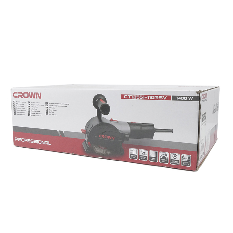 Щеточная шлифмашина по дереву Crown CT13551-110RSV электрическая набор комплектующих