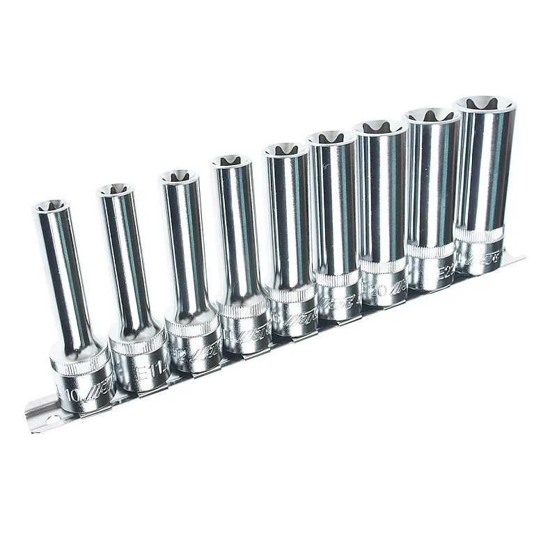 Набор головок торцевых удлиненных JTC JTC-H409EL, TORX, 1/2", E10-E24, 9 предметов