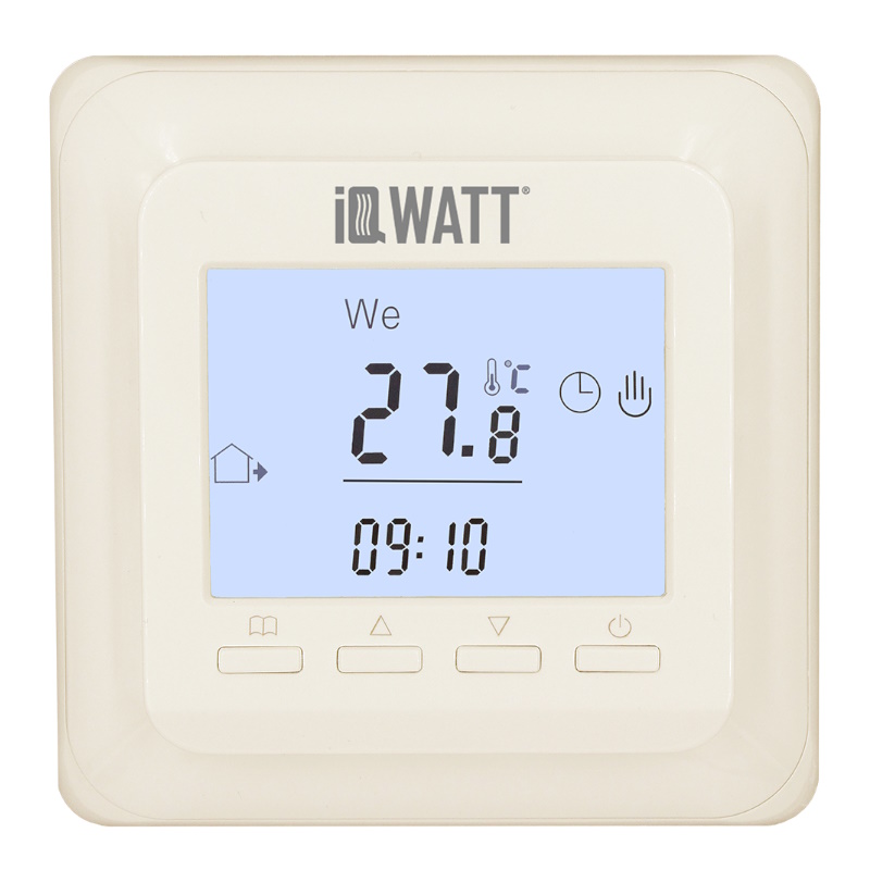 Терморегулятор Iqwatt IQ THERMOSTAT P 00402 с ЖК-дисплеем слоновая кость 4366₽