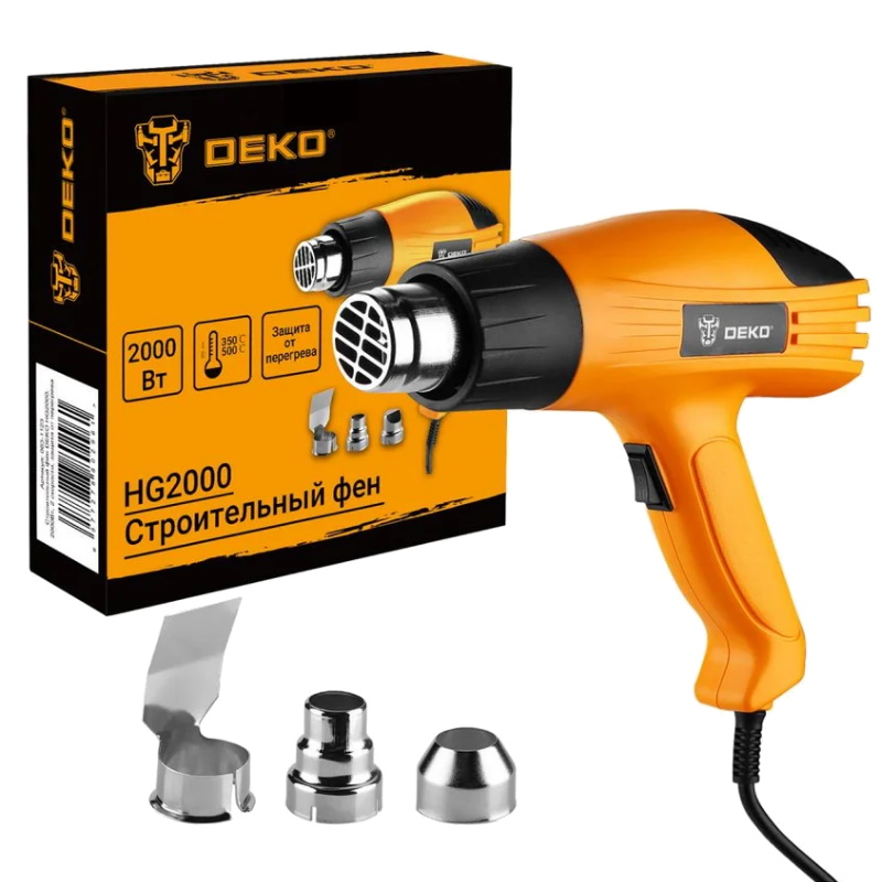 Строительный фен Deko HG2000 083-1123, 2000 Вт, 2 скорости, защита от перегрева в Рыбинске