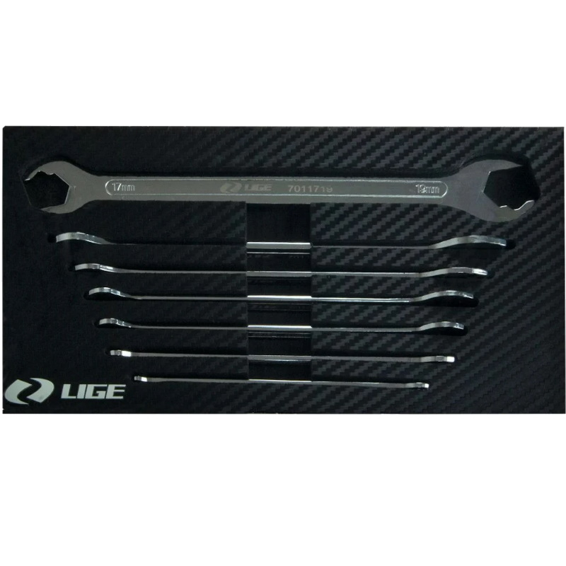 Набор ключей рожковых Lige LG-S70107, с профилем "Ratchet drive", прямых, 6x7, 8x9, 10x11, 12x13, 14x15, 16x18, 17x19 мм, 7 предметов, в ложементе в Иваново
