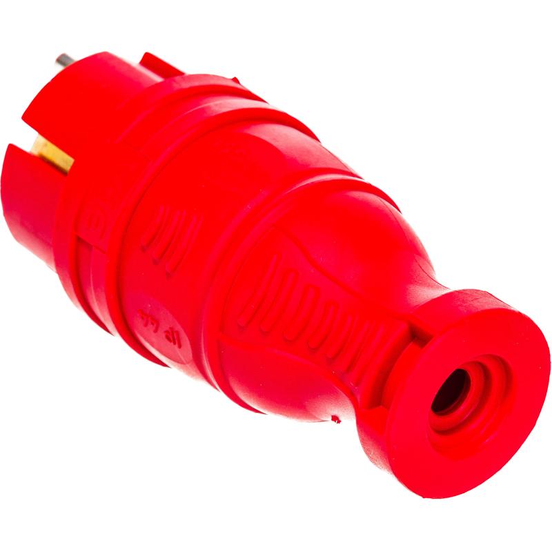 Вилка прямая Эра V8-RED-IP44 (каучуковая, с заземлением, прямая, 16 A, IP44, красная) Б0044547 в Кинешме