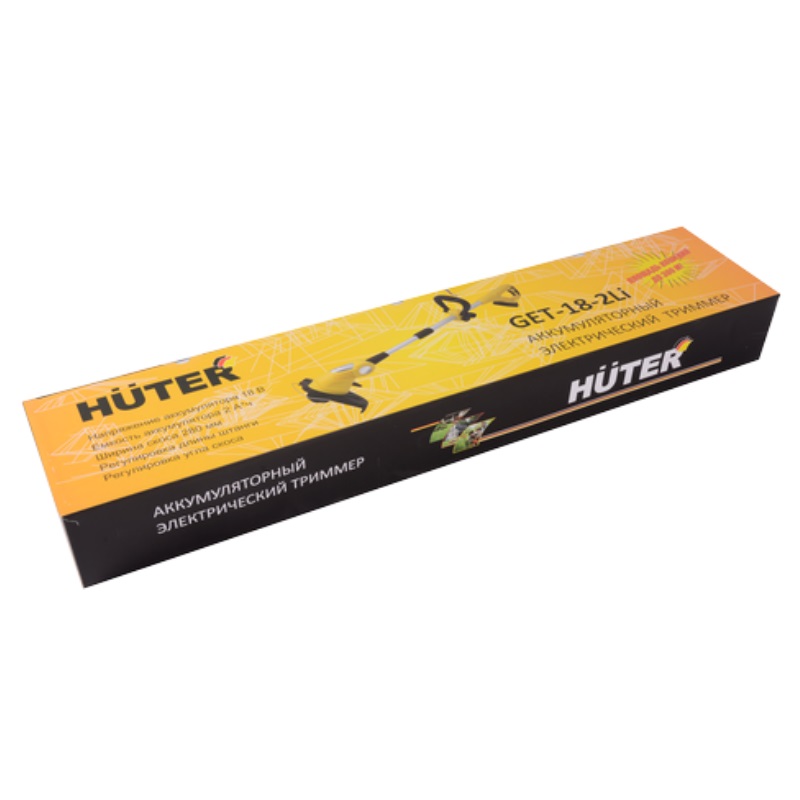 Триммер на аккумуляторе для травы Huter GET-18-2Li 70/1/9 (GET-20-2Li) (прямая штанга, емкость батареи 2 Ач, расположение двигателя нижнее) в Кинешме
