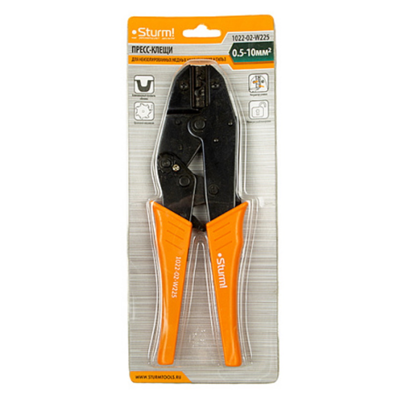 Пресс-клещи Sturm 1022-02-W225 для неизолированных медных наконечников гильз 05-10 мм2 1182₽