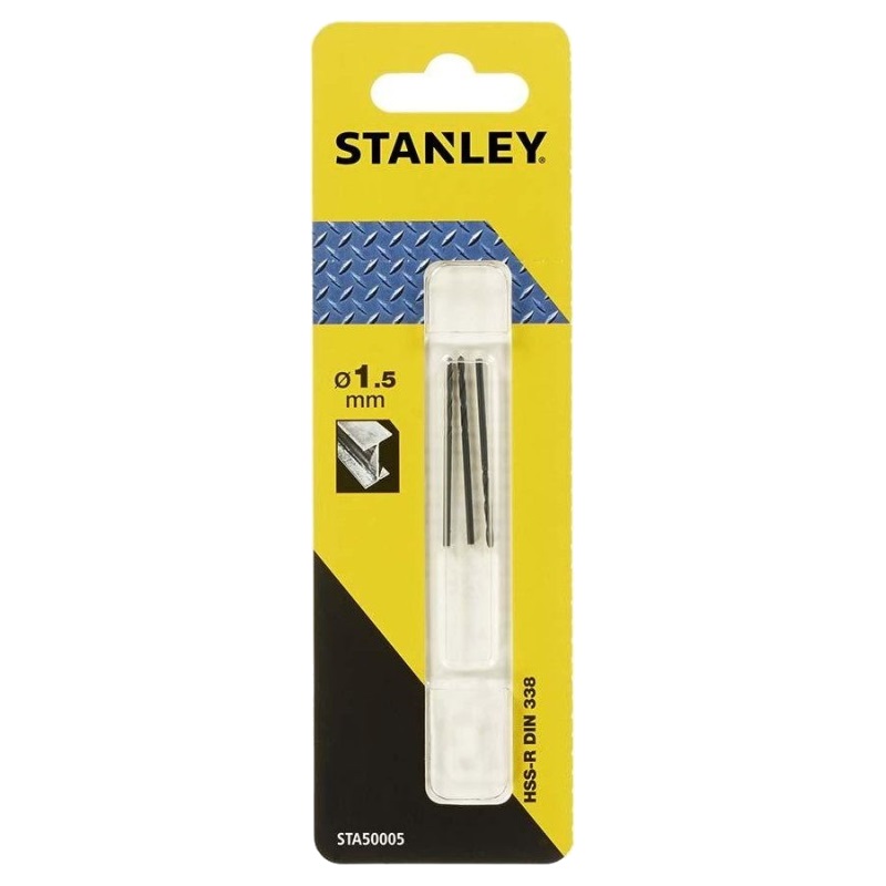 Сверло по металлу Stanley STA50005-QZ, HSS-R, 1.5 мм, 3 штуки