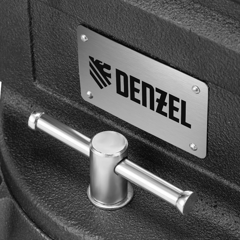 Тиски слесарные Denzel BVH-200 18686, 200 мм, поворотные, стальная направляющая, с наковальней в Угличе