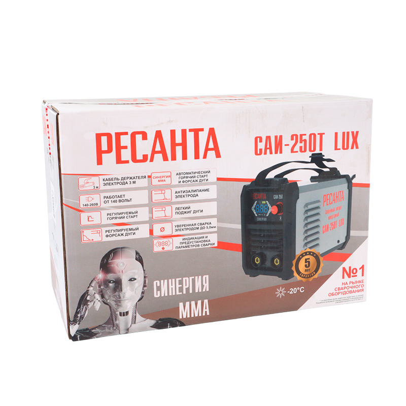 Сварочный инвертор Ресанта САИ-250Т Lux диаметр электрода 5мм