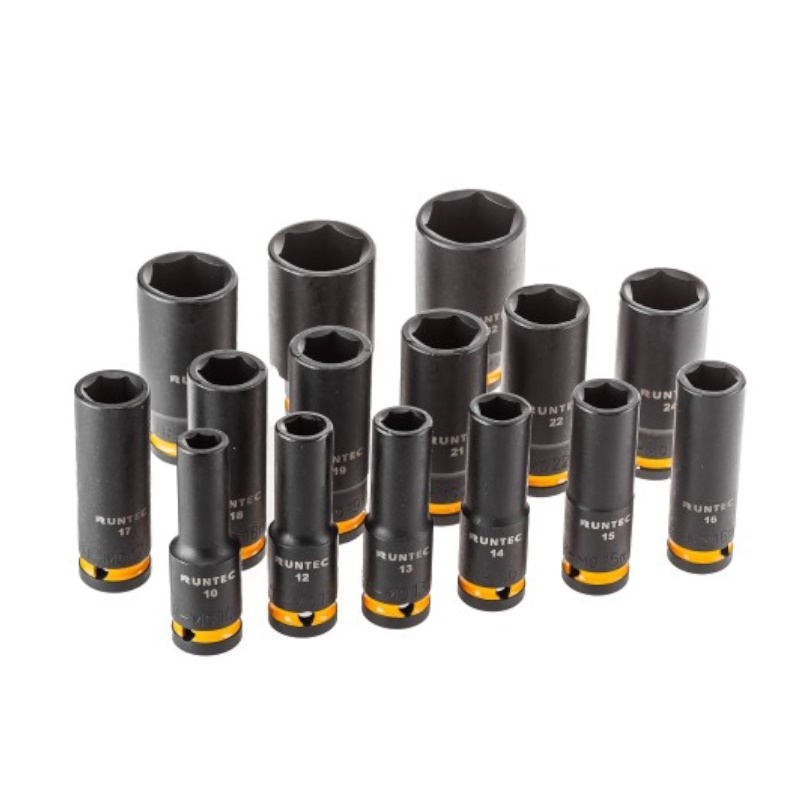 Набор ударных головок глубоких Runtec RT-IS1B15L, 1/2", 10-32 мм, CrMo, 15 предметов