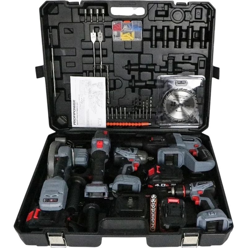 Аккумуляторный бесщеточный ProfiPower ProfiSet-5F18 E0267, НАБОР 5в1  (Li-ion-2шт, 4Ач, З/У, кейс, E0080, E0081,T0058, T0056, E0188) в Муроме