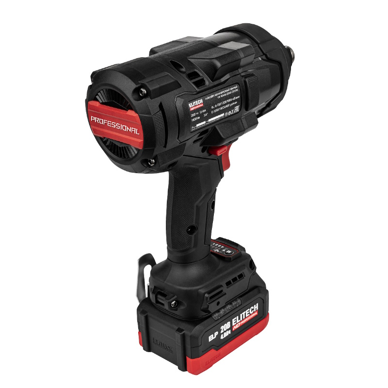 Гайковерт аккумуляторный бесщеточный Elitech CW 2016BL (E2201.075.02) 214180, 20 В, 2х4 Ач, ELP, 3/4", 0-1900 об/мин