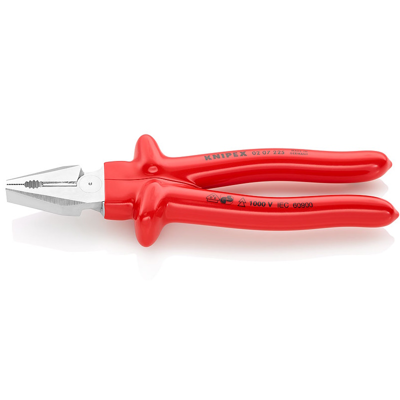 Плоскогубцы комбинированные особой мощности Knipex KN-0207225, VDE, 225 мм, хром, обливные диэлектрические ручки в Туле