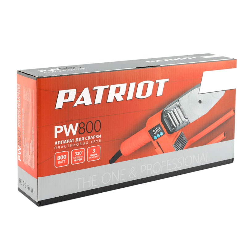 Аппарат для сварки пластиковых труб Patriot PW 800 3 насадки электронная регулировка ЖК дисплей металлический кейс
