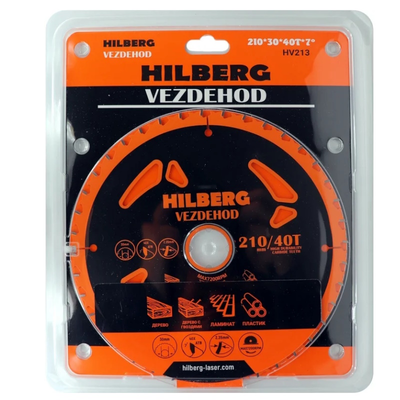 Диск пильный Hilberg Vezdehod HV213, 210х30, 40Т, 7 градусов  в Череповце