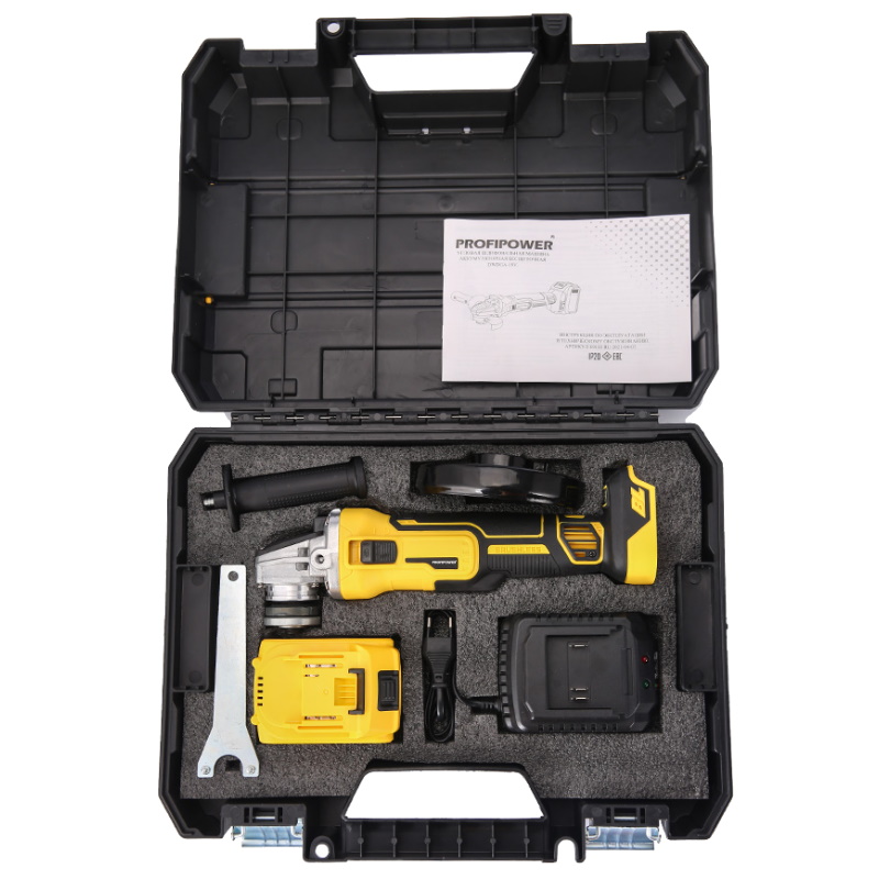 Аккумуляторная угловая шлифовальная машина ProfiPower DWDGA-18V E0103, Li-ion-1шт, 4.0Ач, З.У., кейс