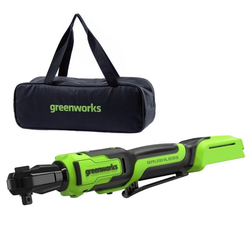 Гайковерт-трещотка аккумуляторная Greenworks GD24RW 24V 3804007CUA, б/щет,0-250об/мин, 1/2",80Нм,70 мм,1x2Ач,ЗУ,сумка,кор в Туле