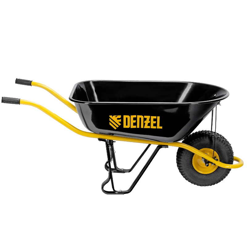 Тачка строительная Denzel 689965, усиленная, объем 130 л, 230 кг, колесо 15х6.00-6