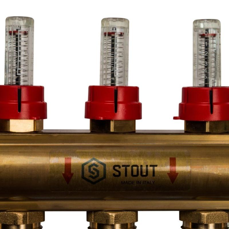 Распределительный коллектор с расходомерами Stout SMB 0473 000005, 5 выходов в Иваново