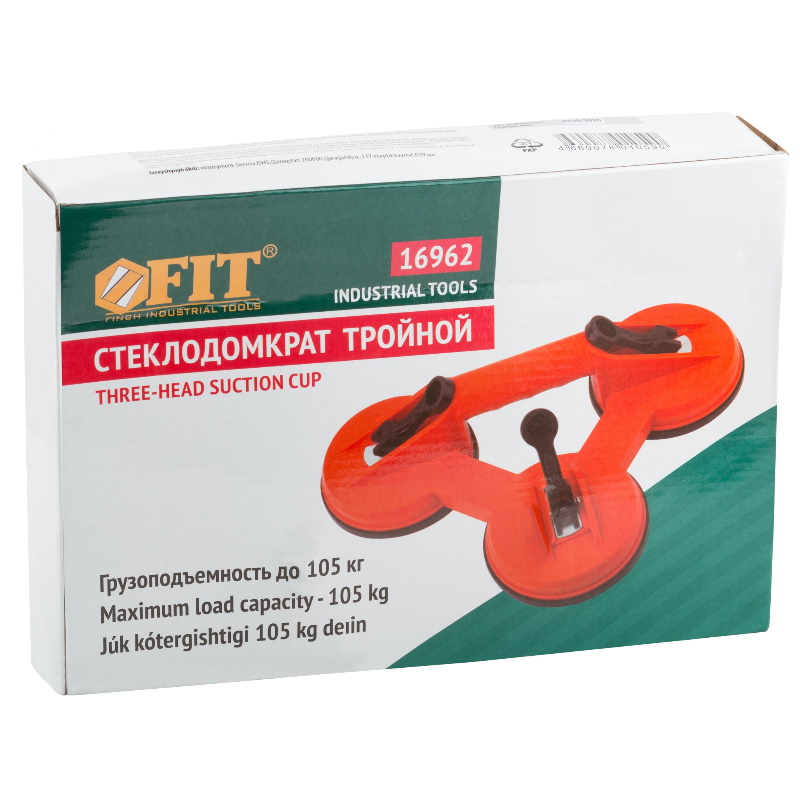 Стеклодомкрат Fit 16962, пластиковый, тройной, грузоподъемность 105 кг в Твери