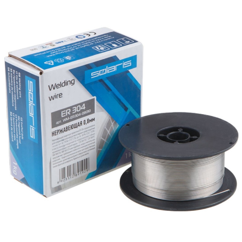 Проволока сварочная Solaris, для нержавеющей стали WM-ER304-08010, ER 304, ф0,8 мм, катушка D100 1 кг в Рыбинске