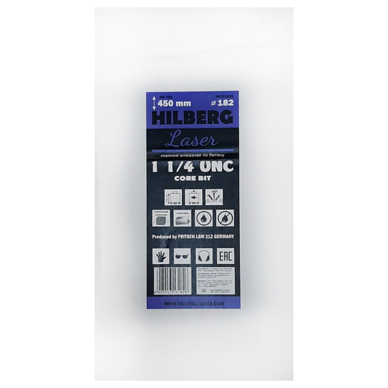 Коронка алмазная Hilberg Laser HD722, 182*450, 1 1/4 UNC  в Кинешме