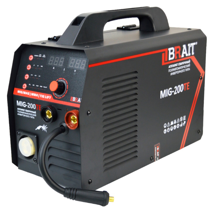 Инвертор сварочный полуавтомат Brait MIG-200TE 1801028043 режим сварки MIGMMALIFT TIG 20-175А 12296₽