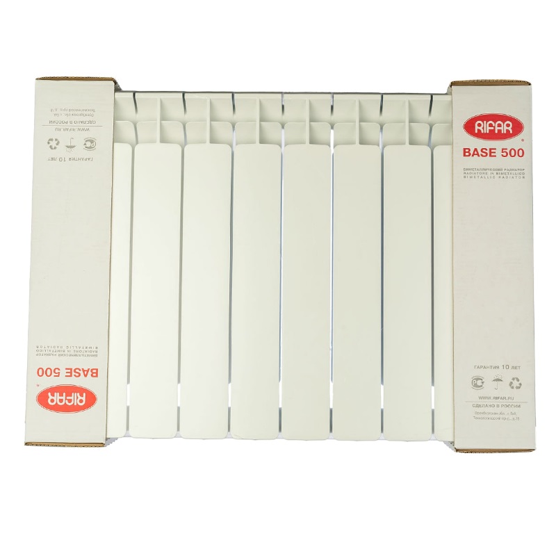 Радиатор биметаллический Rifar Base 500, 10 секций, боковое подключение трубы