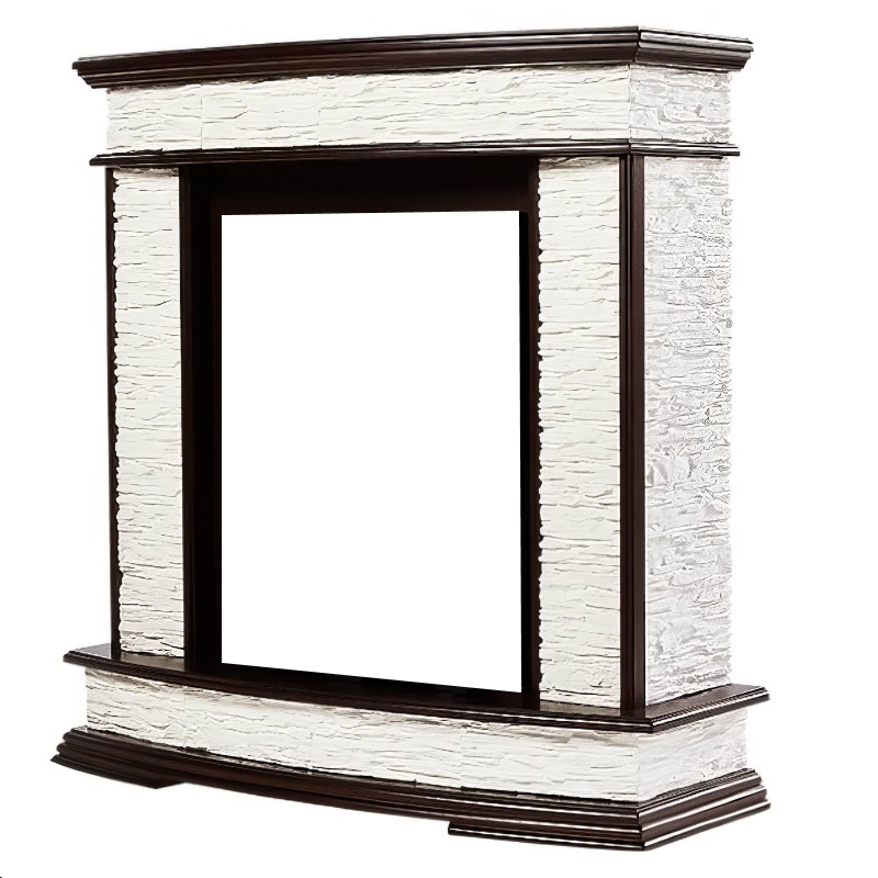 Портал Firelight Scala Classic НС-1170985 камень сланец скалистый белый, шпон тёмный дуб в Туле